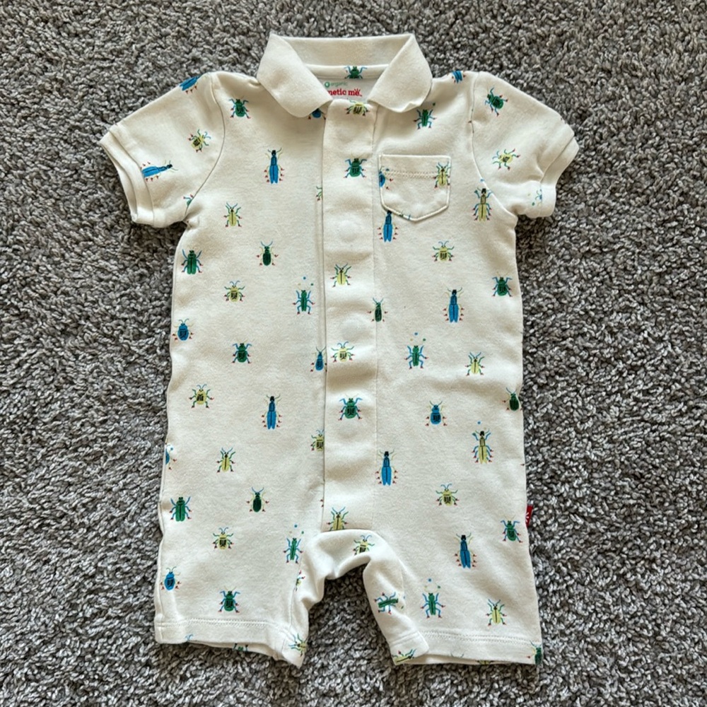 Magnetic Me collared shortie romper, 6-9mo, like new!